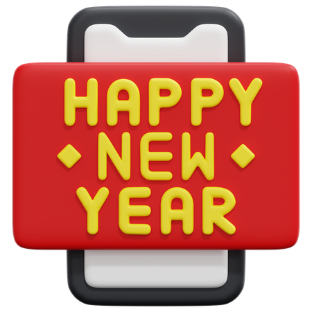 Happy new year online message  3D Icon
