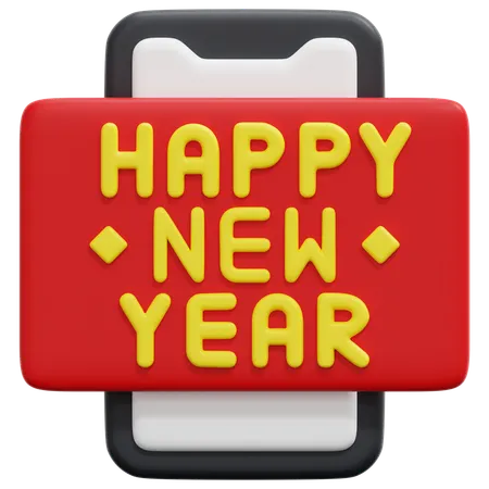 Happy new year online message  3D Icon