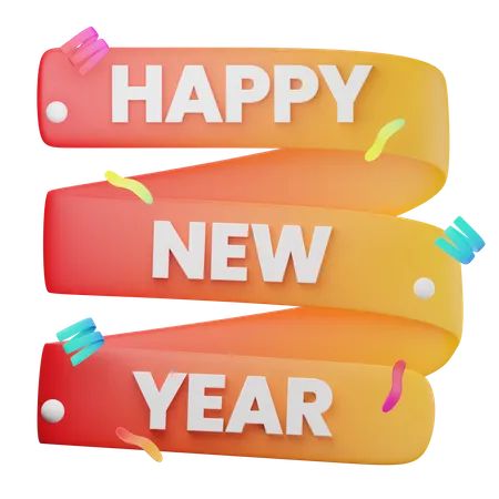 Happy New Year Ribbon  3D Icon