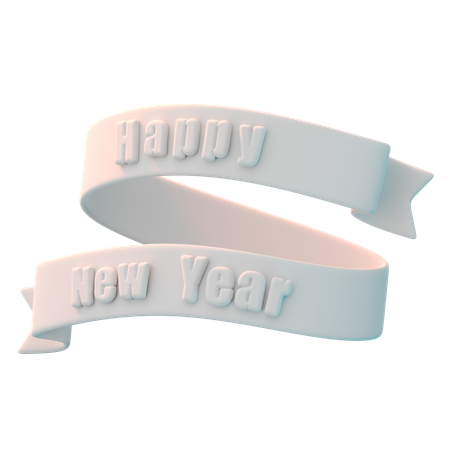 Happy New year Ribbon  3D Icon