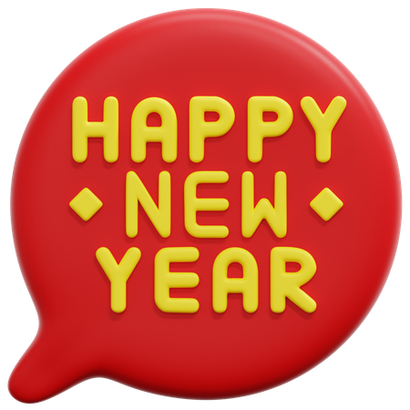 Happy new year speech bubble  3D Icon