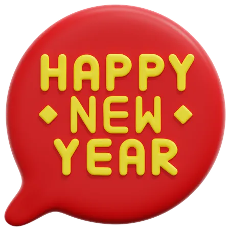 Happy new year speech bubble  3D Icon