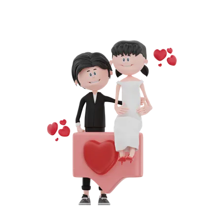 Happy Newly wedded couple  3D Illustration