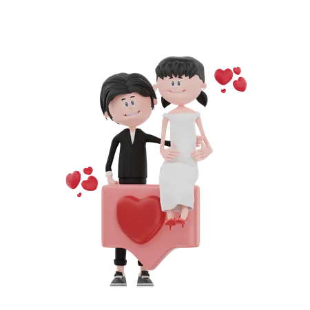 Happy Newly wedded couple 3D Illustration