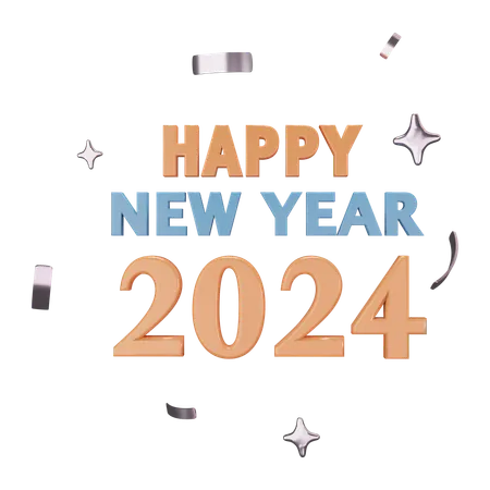 Happy newyear 2024  3D Icon