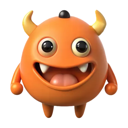 Happy Orange Monster  3D Icon