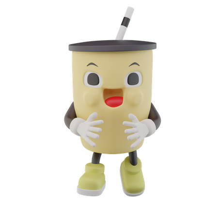 Happy Paper Cup Soft Drink Character  3D Icon