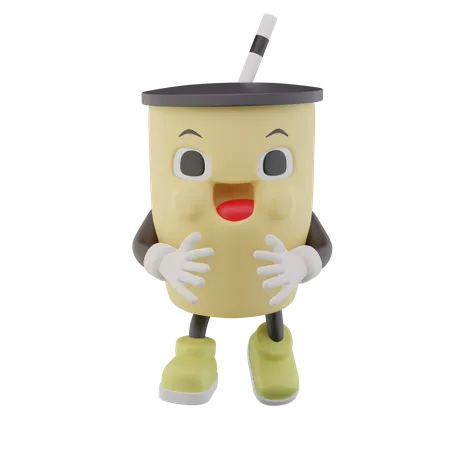 Happy Paper Cup Soft Drink Character  3D Icon