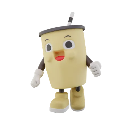 Happy Paper Cup Soft Drink Character  3D Icon