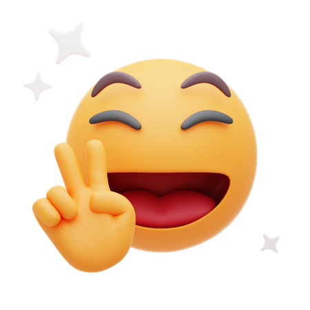 Happy Peace Emoji  3D Icon