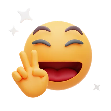 Happy Peace Emoji 3D Icon