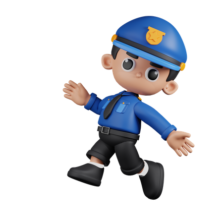Happy  Policeman Jumping  3D Icon