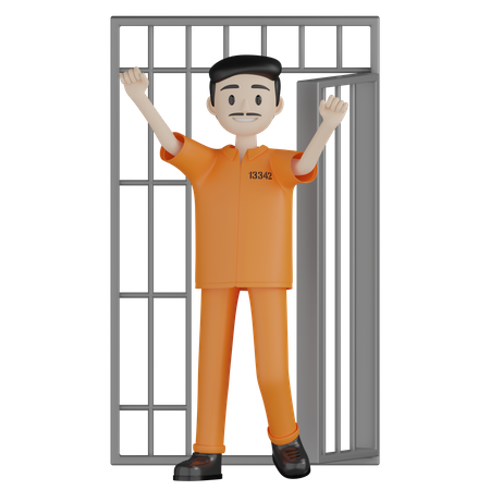 Happy Prisoner Released On Bail  3D Illustration