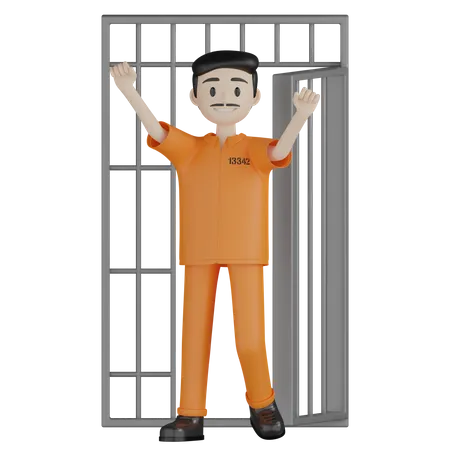 Happy Prisoner Released On Bail  3D Illustration