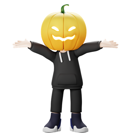 Happy Pumpkin with open arms  3D Illustration