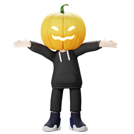 Happy Pumpkin with open arms 3D Illustration