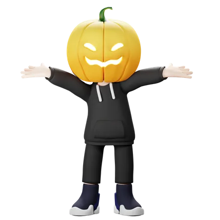 Happy Pumpkin with open arms 3D Illustration