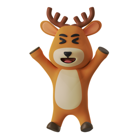 Happy Reindeer  3D Illustration