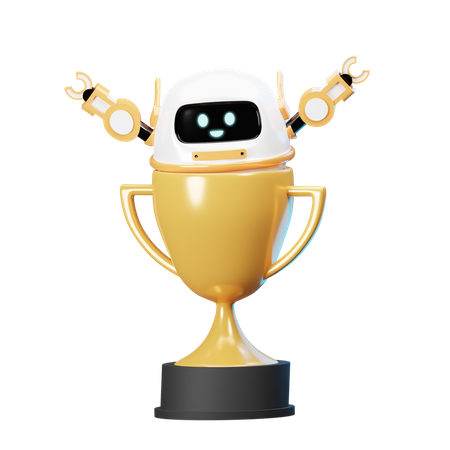 Happy Robot Champion  3D Illustration