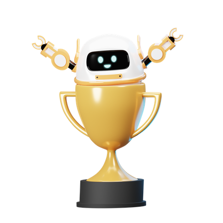 Happy Robot Champion 3D Illustration