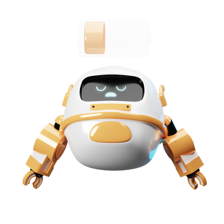 Happy Robot Need Charge 3D Illustration