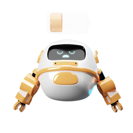 Happy Robot Need Charge  3D Illustration