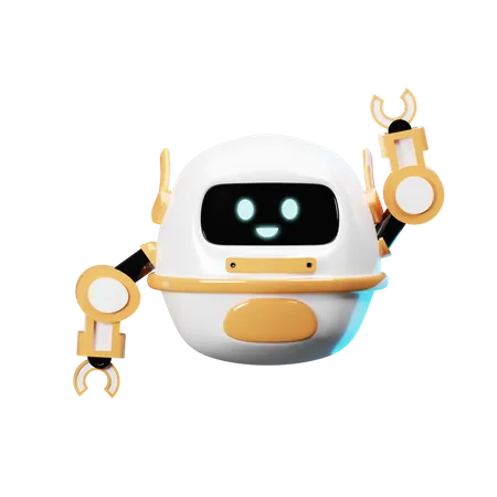 Happy Robot Say Hai  3D Illustration
