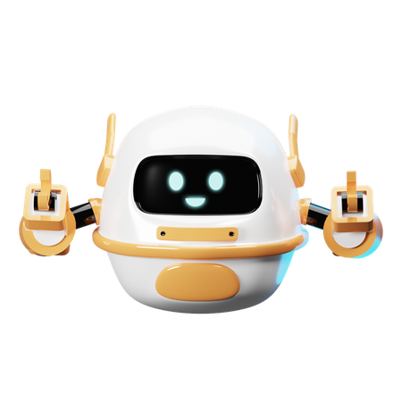 Happy Robot Say Hello  3D Illustration