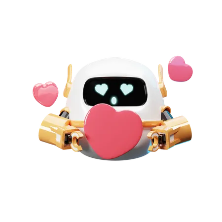 Happy Robot With Love  3D Illustration