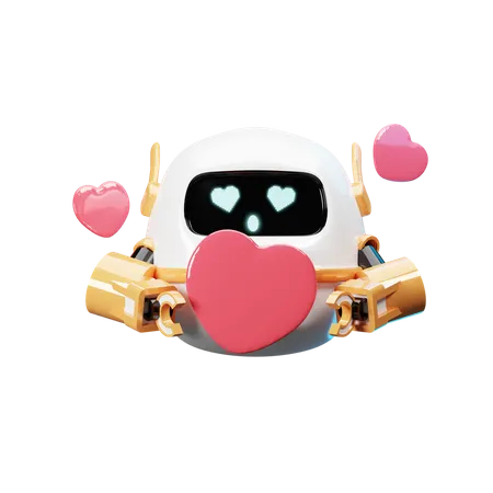Happy Robot With Love 3D Illustration