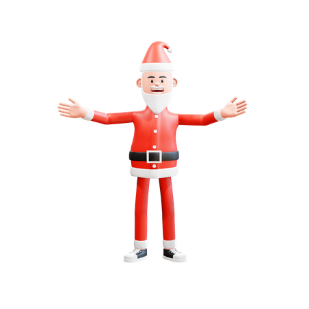 Happy santa claus celebrating christmas with welcoming gesture 3D Illustration
