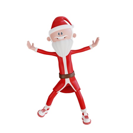 Happy Santa Claus Dancing  3D Illustration