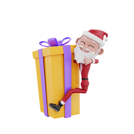 Happy santa claus with christmas gifts 3D Illustration