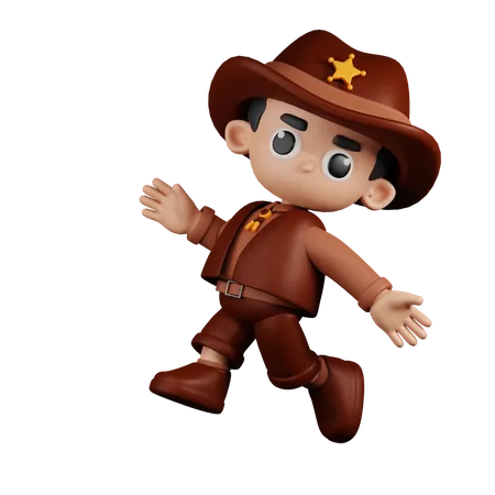 Happy  Sheriff Jumping  3D Illustration