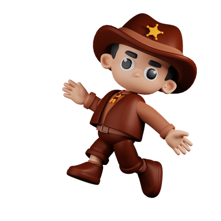 Happy  Sheriff Jumping  3D Illustration
