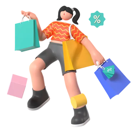 Happy Shopping  3D Illustration