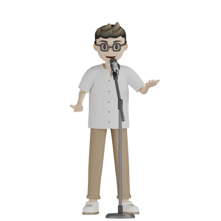 Male Singer Character 3D Illustration