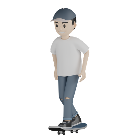 Happy Skater Playing Skateboard  3D Icon