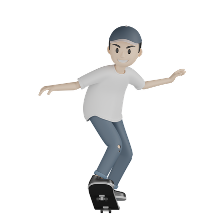 Happy Skater Skateboarding  3D Icon