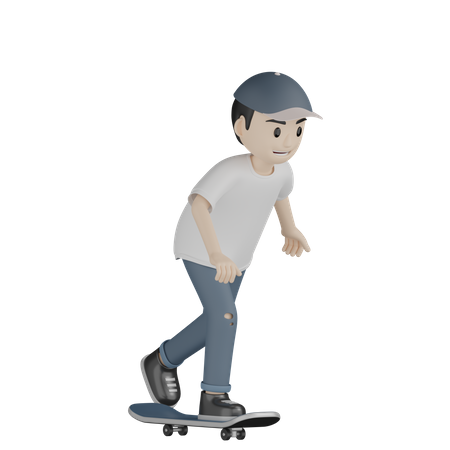 Happy Skater Skateboarding  3D Icon