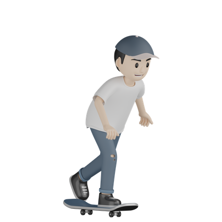 Happy Skater Skateboarding  3D Illustration