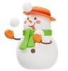 Happy Snowman Playing With Snowball