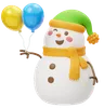 Happy Snowman With Flying Balloons