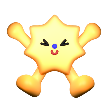 Happy Star Shape  3D Illustration