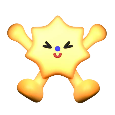 Happy Star Shape  3D Illustration