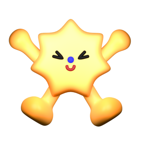 Happy Star Shape  3D Illustration