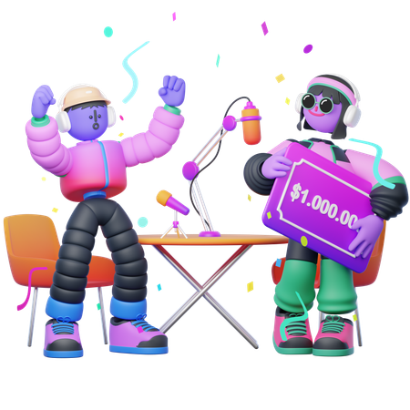 Happy State with Lottery  3D Illustration