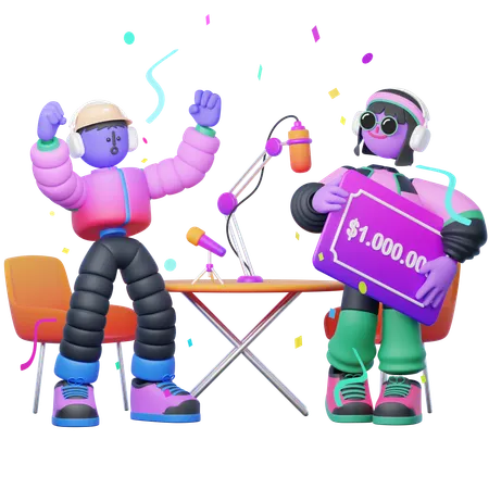 Happy State with Lottery  3D Illustration