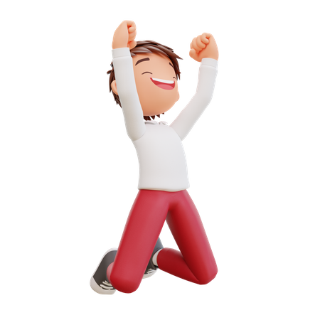Happy Student Jumping In Air  3D Icon