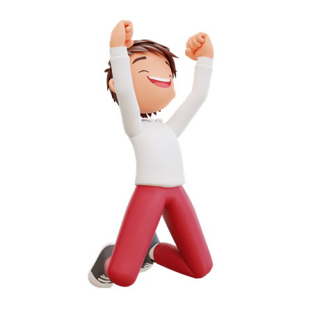 Happy Student Jumping In Air  3D Illustration